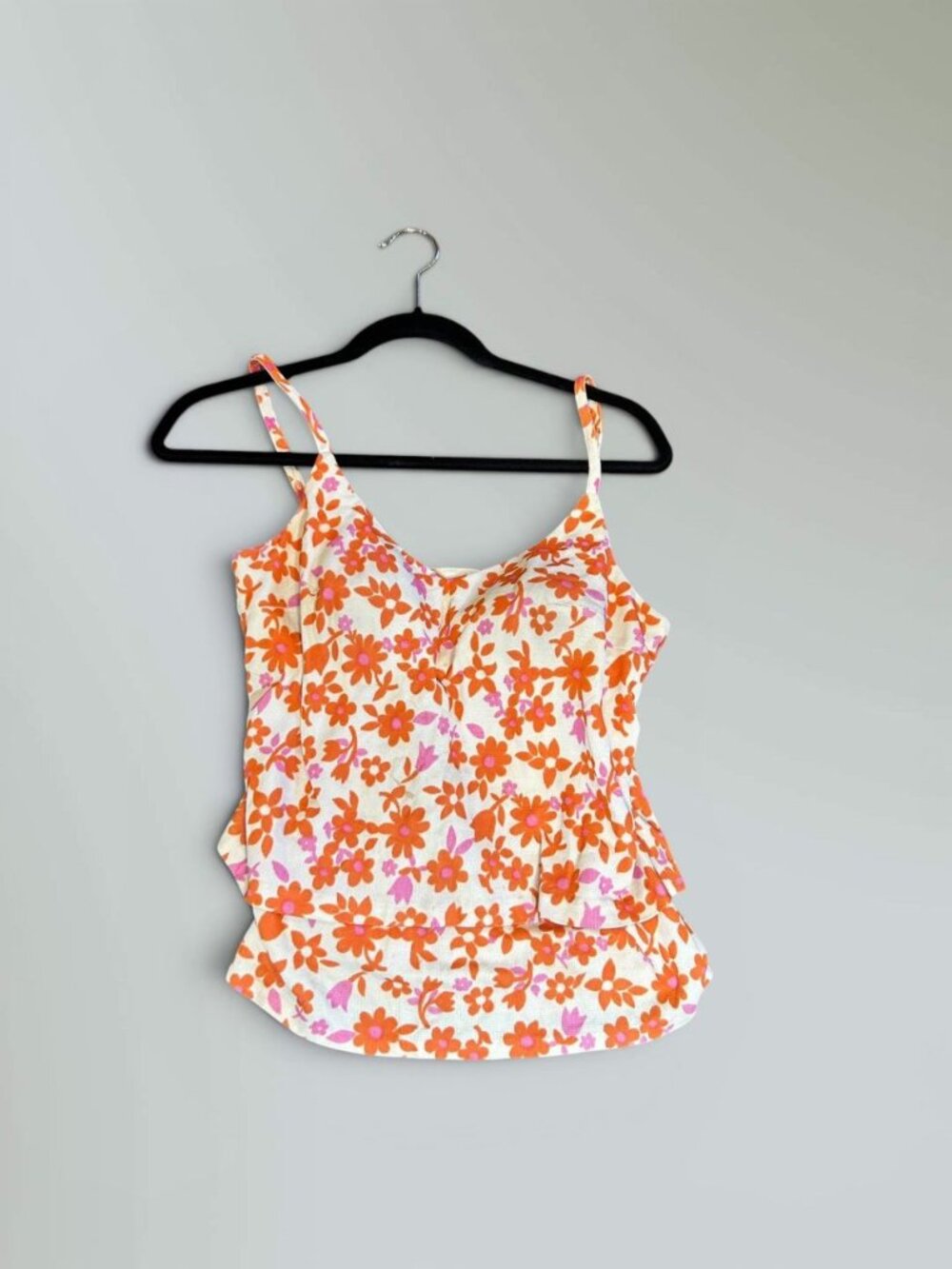 Elisabeth Stewart Vintage 60s Orange Floral Skirted Tankini Bathing Suit